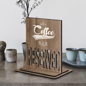 Letrero de mesa reservada personalizado, letrero de madera personalizado para restaurante, decoración de restaurante, letrero de madera para cafetería, bar, cafetería, restaurante