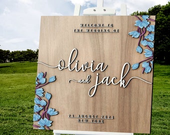 Signo de boda de bienvenida de madera 3D personalizado, cartel de bienvenida rústico, cartel de boda, decoración de boda de madera, cartel de bienvenida de despedida de soltera, regalo de boda