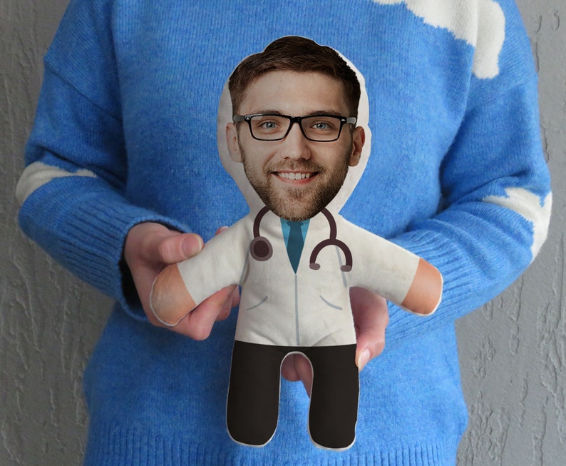 Personalized Doctor Pillow, Personalized Medical Doctor Bobblehead Figures, Doctor Gifts for Him, Personalized Male Doctor Pillow