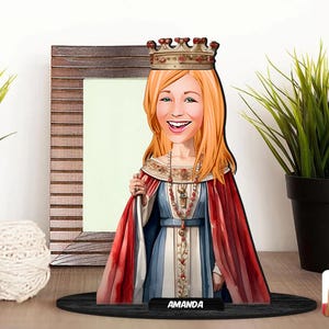 Spersonalizowana 3D drewniana figurka kobieca z kreskówek, spersonalizowany portret kobiety z kreskówek, prezent urodzinowy, prezent świąteczny, prezent dla niej