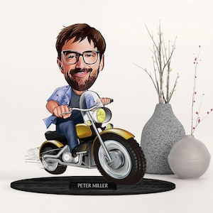Personalisierte 3D Motorradfahrer Figur Schmuckstück, benutzerdefiniertes Cartoon-Porträt, Geburtstagsgeschenk, Weihnachtsgeschenk, Jubiläumsgeschenk