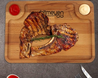 Steak Board personnalisé Walnut Tree, Grill Steak Master, Planche de coupe et de service, Coffret cadeau alimentaire, pour les restaurants, Spécial pour les mères