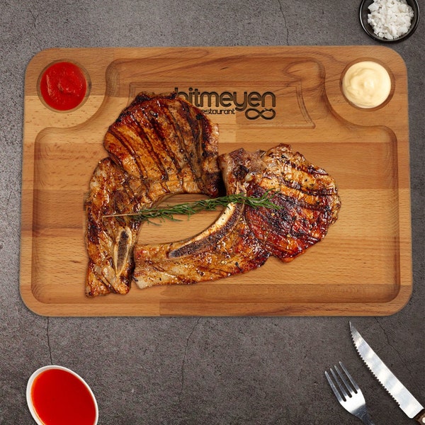 Personalized Steak Board Walnut Tree, Grill Steak Master, Cutting and Serving Board, Food Gift Set, for Restaurants, Special for Mothers