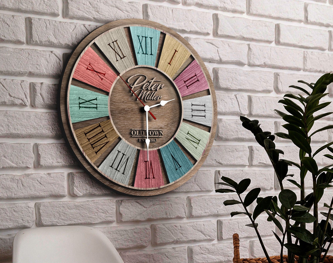 Personalized Big 3D Wooden Wall Clock, Oversized Clock, Custom Large ...