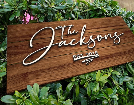  Custom Wood Name and Welcome Sign, Personalized Gifts,  Realistic Tree Slice Appearance Printed on MDF, : Handmade Products