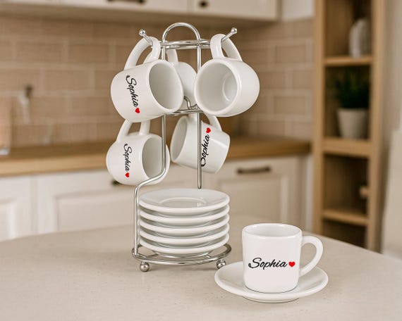 Personalized Named 6 Piece Espresso / Turkish Coffee Cup Set  Mother's Day  Gift, Espresso Cup Set, Kitchen Decor Product - Etsy