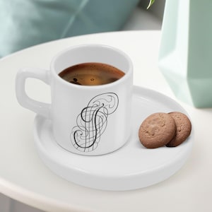 Ensemble personnalisé de lettres de calligraphie expresso/tasse à café turque, tasse à expresso personnalisée, cadeau de pendaison de crémaillère, cadeau d'anniversaire pour les amateurs de café