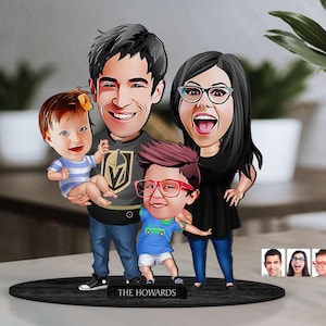 Personalized 3D Wooden Cartooned Family Figurine Trinket, Custom Cartoon Family Portrait, Birthday Gift, Christmas Gift, Gift for Family