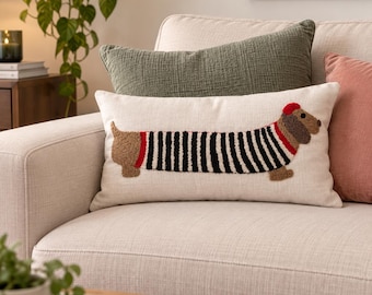 Punch Needle Embroidered Lumbar Pillow Cover, 50x30 cm, 2 Designs