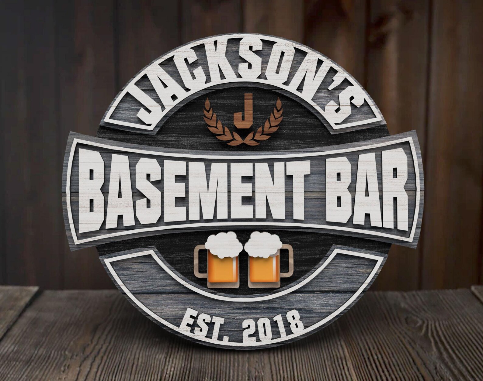 Personalized Bar Sign, Round Wooden Sign, Custom Wood Sign, Home Bar ...