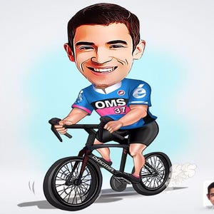 Personalized Male Cyclist Drawing / Male Cyclist Cartoon Drawing / Male Cyclist Drawing