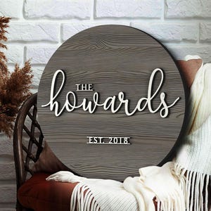 Personalized Wedding Gift, Round Last Name Established Sign, Family Name Sign, Wooden Sign, Custom Wood Sign, Personalized Sign, Anniversary