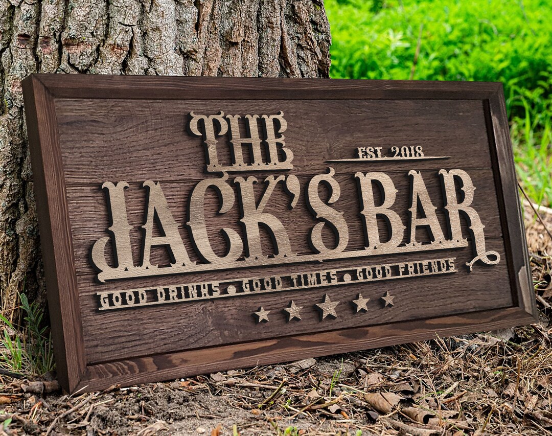 Personalized Handmade Oak Tree Bar Sign, Custom Wood Bar Sign, Bar and