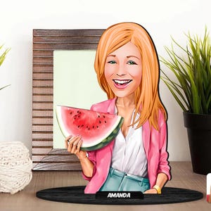 Gepersonaliseerde 3D houten cartoon vrouwelijk beeldje trinket, aangepaste cartoon dame portret, verjaardagscadeau, kerstcadeau, cadeau voor haar
