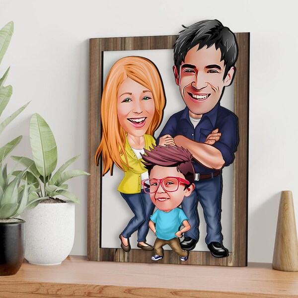 Custom Caricature Family Wooden Wall Art Etsy