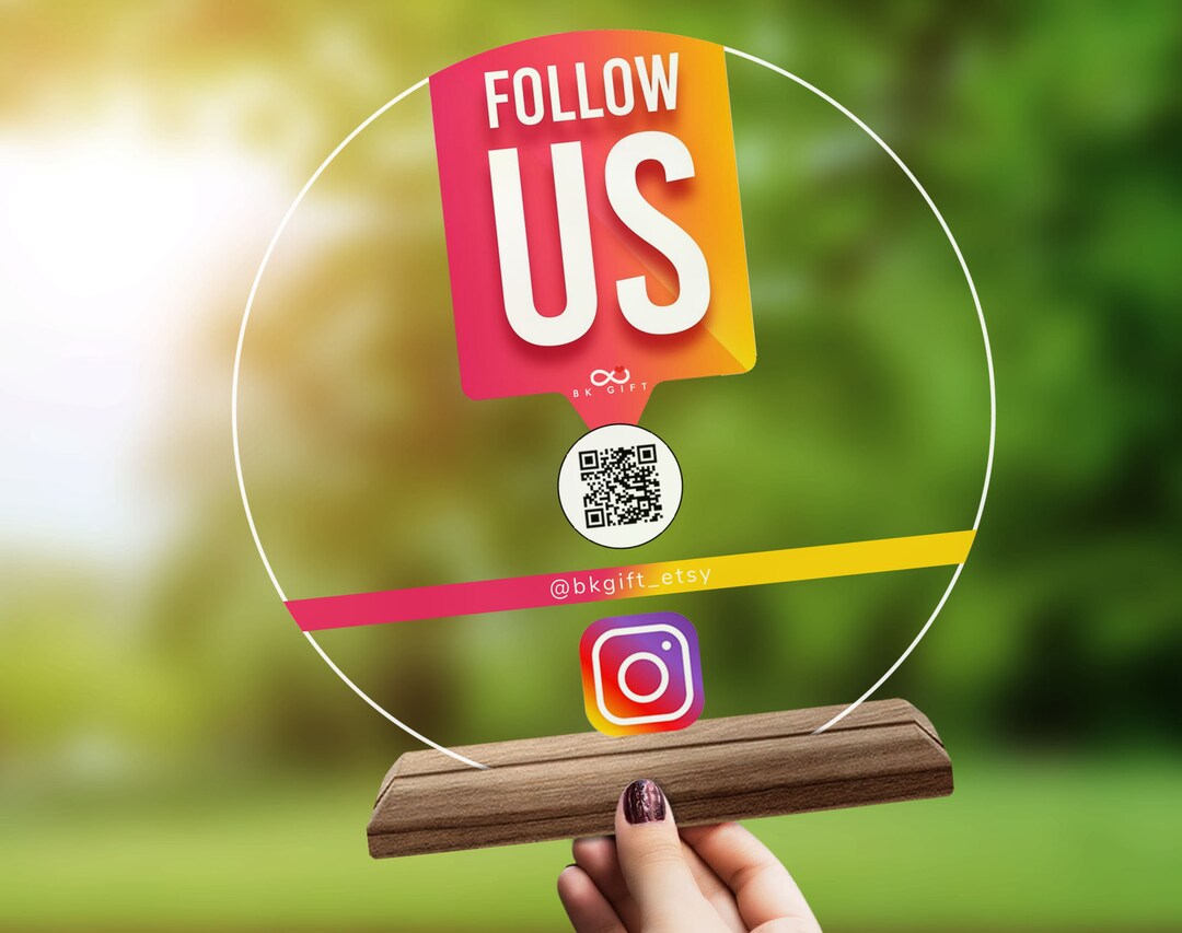 Custom Made QR Code Social Media Sign, Custom Natural Wood and Acrylic ...