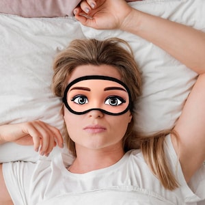Personalized Funny Cartoon Face Sleeping Mask, Sleeping Band, Eye Mask, Eye Cover, Sleep Mask, Eye Pillow, Birthday Gift, Gift for Her