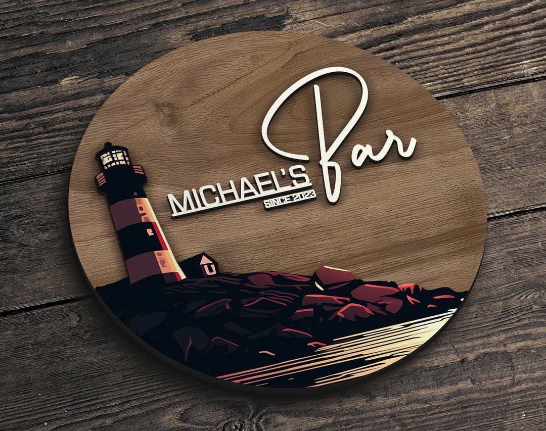 Personalized Bar Sign, Round Wooden Sign, Whiskey Bar Decor, Custom ...