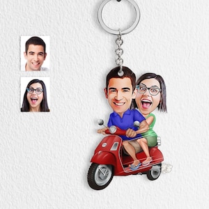 Motorcycle Car Keychain Personalized Engraved Couple Lovers