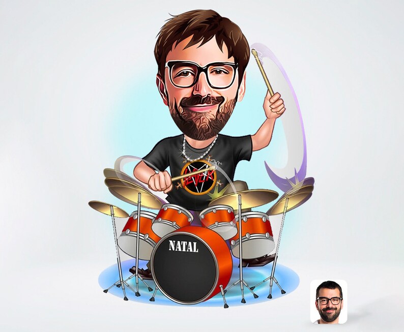 Personalized Drummer Caricature.