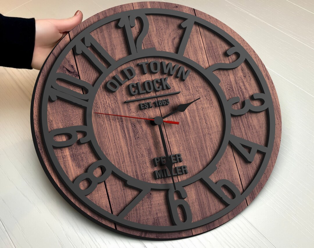 Personalized Big 3D Wooden Wall Clock, Oversized Clock, Custom Large
