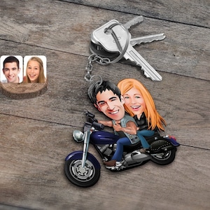 Personalized Cartoon Custom Large Motorcycle Keychain, Motorcycle Keychain, Cyclist Keychain,Sports,Bicycle Lover Gift,Personalized Keychain