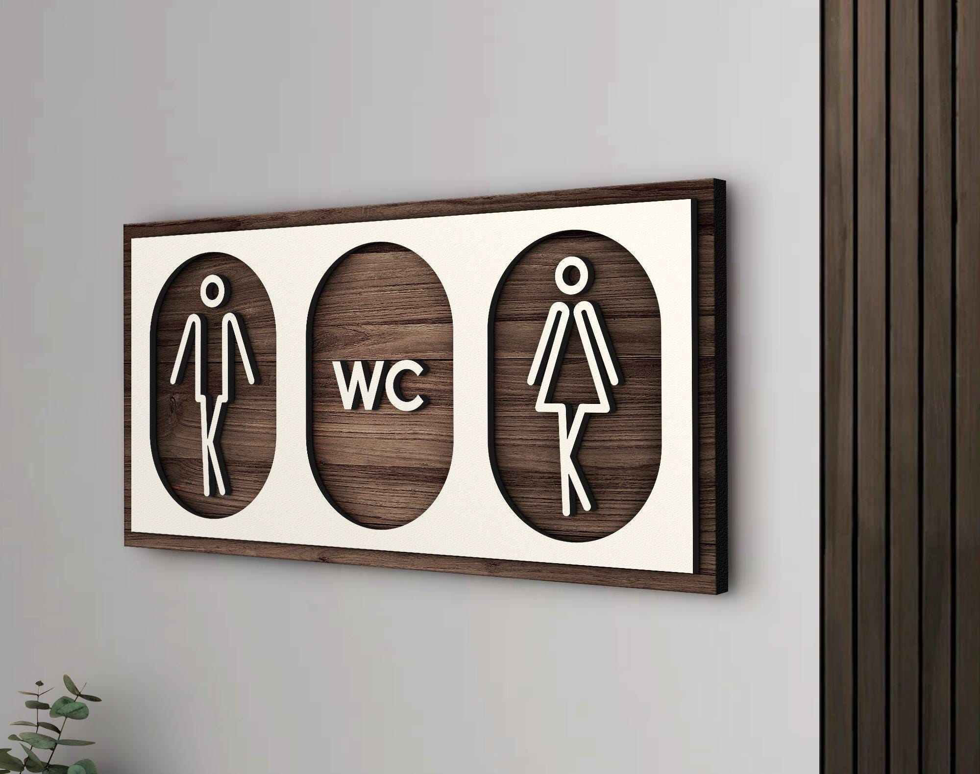 Targa Porta WC Logbuch-Verlag 14x14 Cm – Rosso/Bianco/Grigio – Adesiva Per Bagno Ufficio E Ristorante