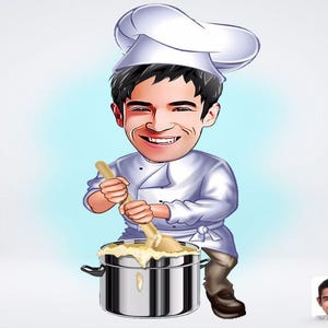 Personalized Male Chef Drawing /  Male Chef Cartoon Drawing /  Male Chef Drawing