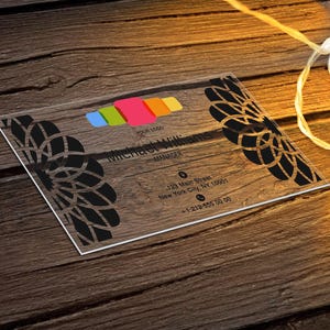 Carte de visite personnalisée en acrylique transparent découpée au laser, Carte personnalisée en acrylique transparent, Carte personnelle, Carte de visite avec logo, Carte découpée au laser