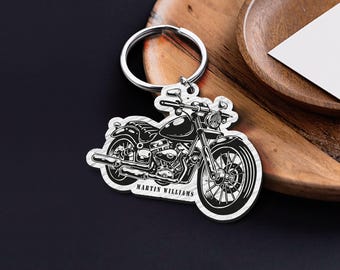 Personalized Motorcyclist Keychain, Motorcycle Keyring, Best Gift for Boyfriend, Custom Biker Key Ring, Gift for Her, Motorcycle Gift