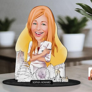 Personalized 3D Wooden Cartooned Architect Figurine Trinket, Custom Cartoon Builder Portrait, Birthday Gift, Christmas Gift, Gift for Her