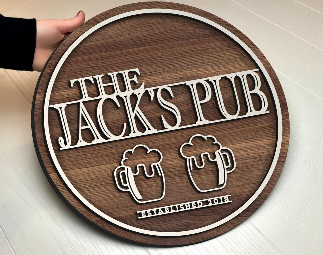 Personalized Bar Sign, Round Wooden Sign, Custom Wood Sign, Home Bar ...