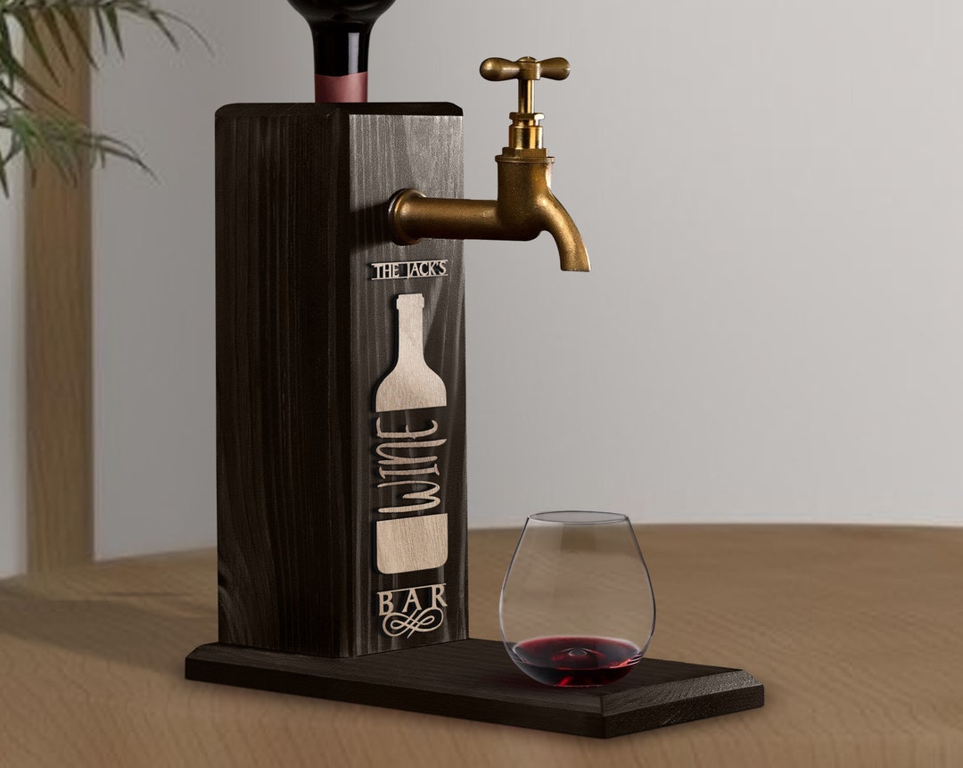 Personalized Embossed Name Wooden Wine Dispenser, Wood Dispenser