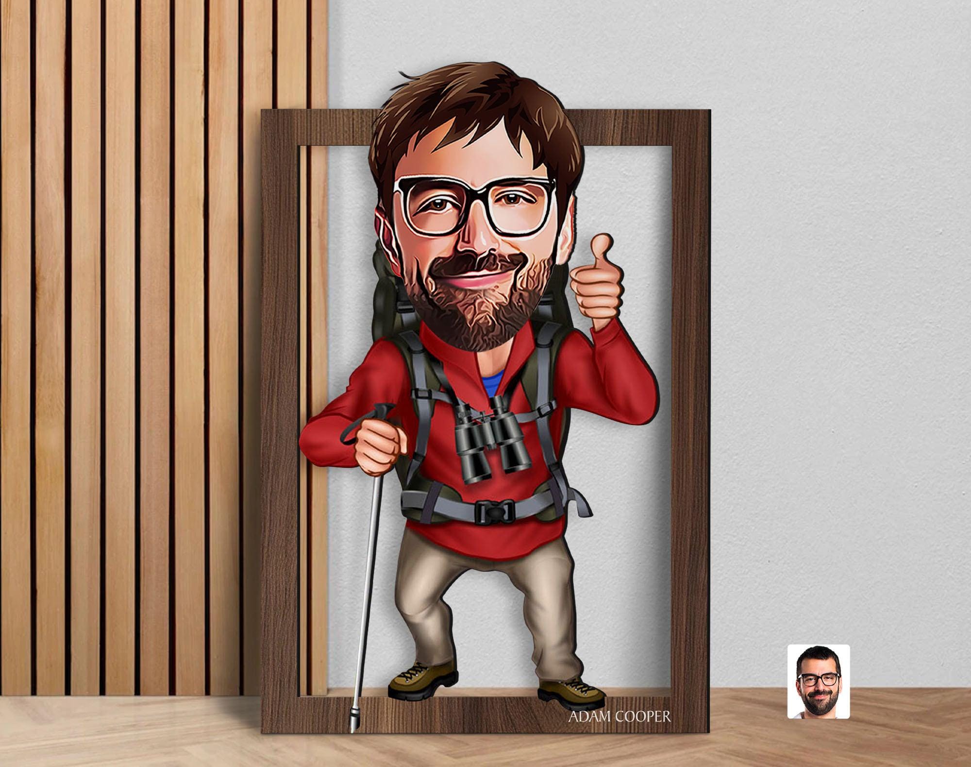 Personalized 3D Wooden Cartoon Traveller Wall Art, Christmas Gift, Custom  Cartoon Hiking Portrait, Birthday Gift, Home Decor, Gift for Him