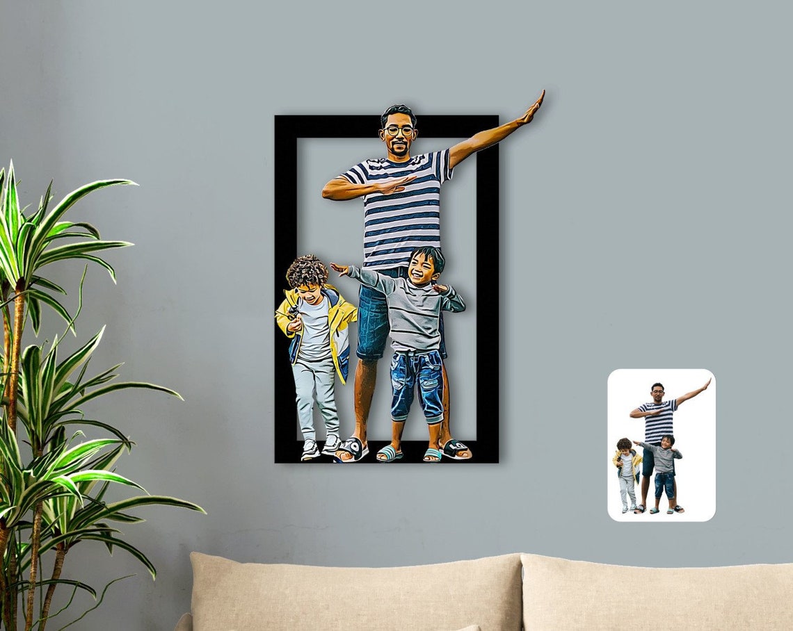 Personalized Cartoon Couple Wooden Wall Art Custom Etsy