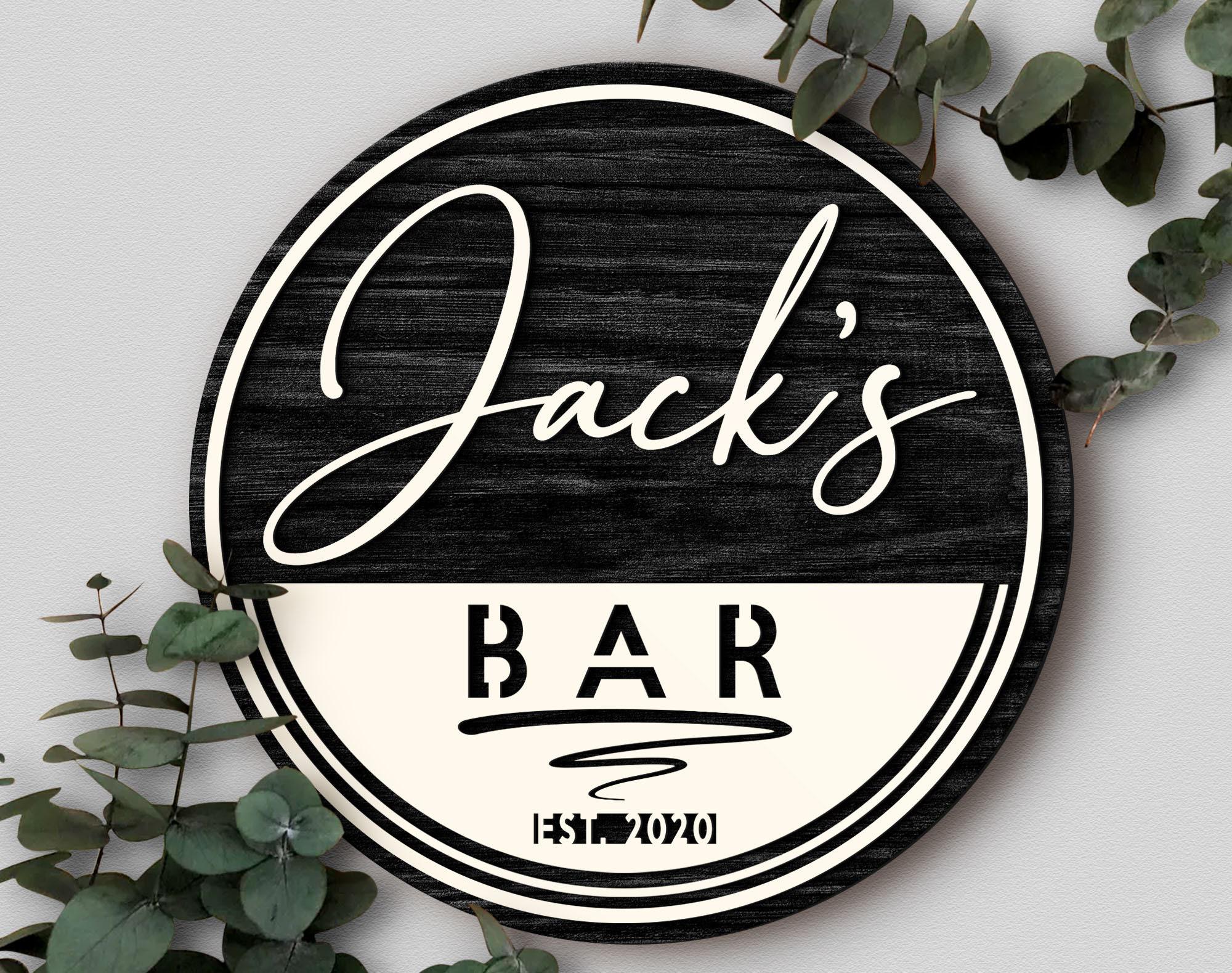 Personalized Bar Sign, Round Wooden Sign, Custom Wood Sign, Home Bar ...