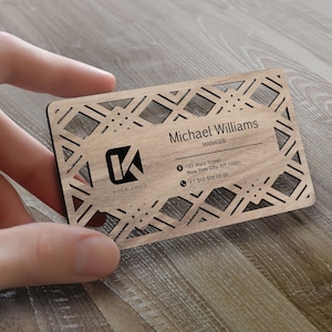 Cartão de visita personalizado em madeira cortado a laser, cartão de visita personalizado em madeira, cartão pessoal, cartão de visita com logotipo, cartão de madeira cortado a laser