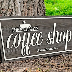 Personalized Coffee Bar Sign, Coffee Shop Sign, Custom Wood Sign, Personalized Wood Sign, Man Cave Pub Shed Bar Decor, Rustic Home Decor