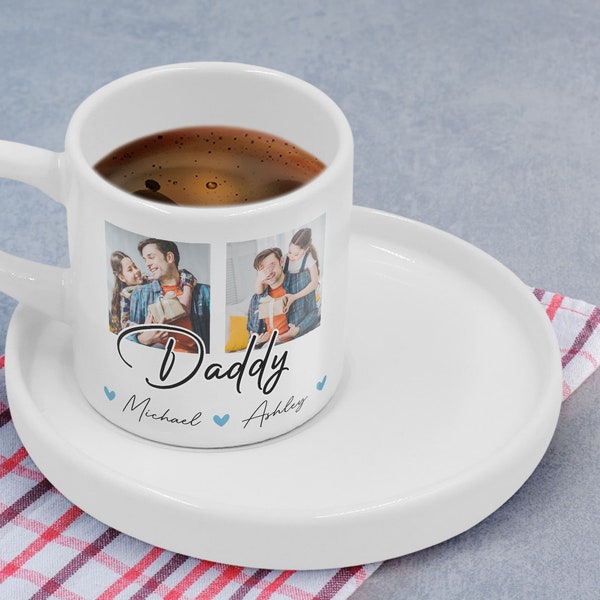 Personalisiertes Foto-Espresso / türkisches Kaffeetassen-Set, personalisierte Espressotasse, Geschenk für Kaffeeliebhaber, Geschenk für Papa, Vatertagsgeschenk