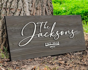 Custom Wood Sign, Personalized Family Name Sign, Wooden Last Name Sign, Wedding Gift, Home Wall Decor, Anniversary Gift, Housewarming Gift