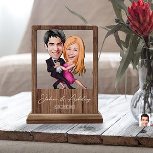 Personalisierte Holz handgemachte 3D Cartoon Named Liebhaber Paar Platte Schmuckstück, Benutzerdefinierte Cartoon Portrait, Valentinstag Geschenk, Wohnkultur, Holz Kunst