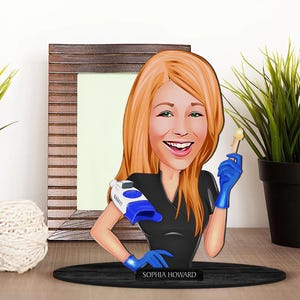 Spersonalizowana drewniana figurka eksperta od urody 3D z kreskówek, spersonalizowany portret z kreskówek, prezent urodzinowy, prezent świąteczny, prezent dla niej
