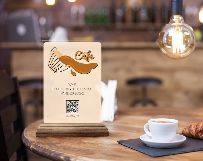 Custom Made QR Code Menu Sign Custom Natural Wood and Acrylic - Etsy
