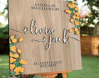 Personalised 3D Wood Welcome Wedding Sign, Rustic Welcome Sign, Wedding Poster, Wood Wedding Decor, Bridal Shower Welcome Sign, Wedding Gift