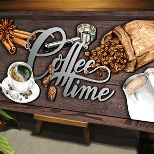 Handmade 3D Oak Coffee Wood Painting, Custom Wood Wall Art, Rustic Home Decor, Wall Decor, Bar Decor, Wall Art, Coffee Bar Decor