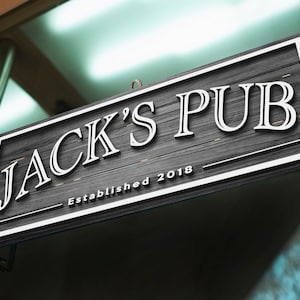 Personalized Bar Sign Wooden Sign Gift Custom Wood Sign Personalized Wood Sign Cabin Man Cave Pub Bar Decor Rustic Home Decor Basement Bar