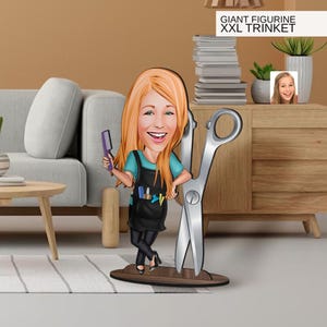 Personalisierte 3D Cartoon Friseur Übergroße Figur Schmuckstück, Benutzerdefinierte Karikatur Porträt, Geschenk für Sie, Wohnkultur, Geburtstagsgeschenk