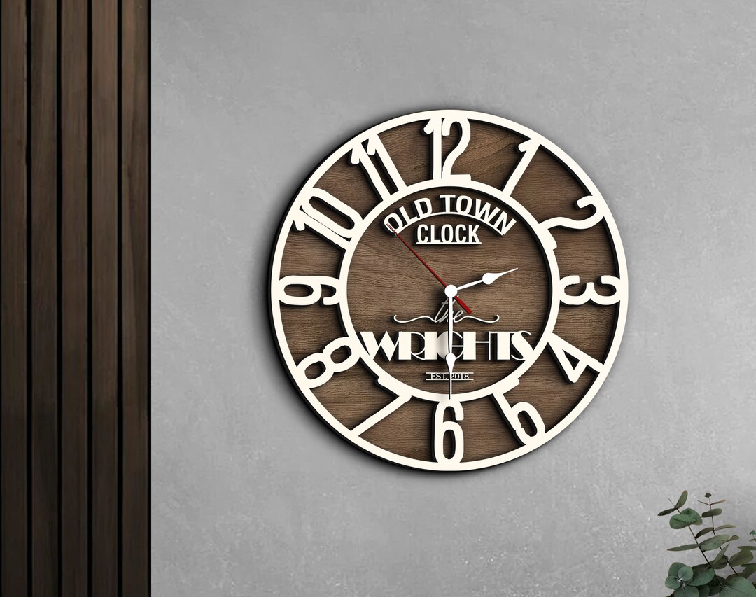 Personalized 3D Wooden Oversized Wall Clock, Custom Large Wall Clock