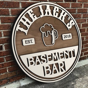 Personalized Bar Sign, Round Wooden Sign, Custom Wood Sign, Home Bar Sign, Cabin, Man Cave, Pub, Bar Decor, Rustic Home Decor, Basement Bar