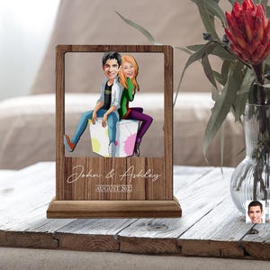 Personalisierte Holz handgemachte 3D Cartoon Named Liebhaber Paar Platte Schmuckstück, Benutzerdefinierte Cartoon Portrait, Valentinstag Geschenk, Wohnkultur, Holz Kunst